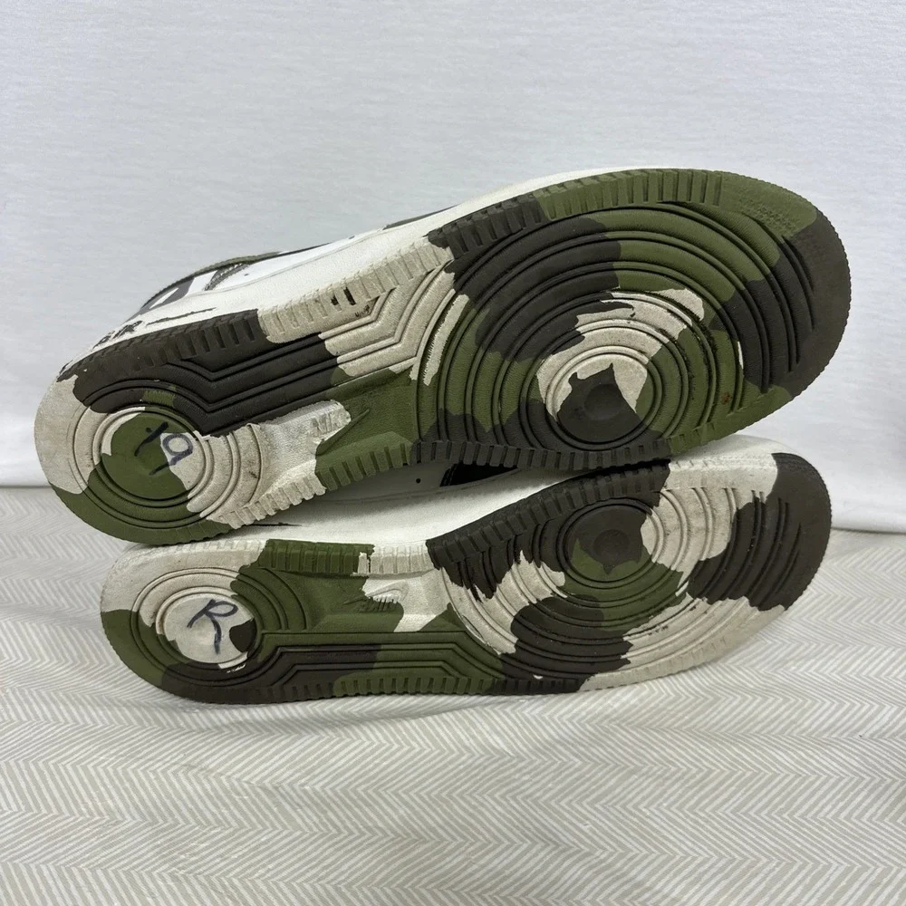 NIKE AIR FORCE 1 CAMO Size 12 306353‎ 131 White Green Sneakers 2004 Low Top Shoe